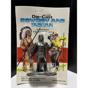 Vintage DieCast Cowboy & Indian Indian W/ Knife & Axe Metal 1960 Unpainted 3”